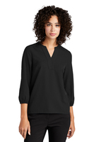 Mercer+Mettle Women's Stretch Crepe 3/4-Sleeve Blouse